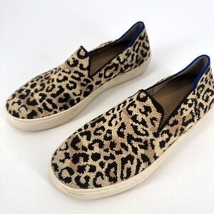 Rothys Women's Desert Cat Cheetah Print Slip-On Sneaker Shoes Black Brown Size 6